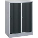 Armoire vestiaire Resisto de C+P, 2 compartiments, 2 casiers, L 772 x P 540 x H 1077 mm, alu blanc/gris anthracite