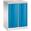 Armoire vestiaire Resisto de C+P, 2 compartiments, 2 casiers, L 772 x P 540 x H 1077 mm, gris clair/bleu clair