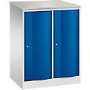 Armoire vestiaire Resisto de C+P, 2 compartiments, 2 casiers, L 772 x P 540 x H 1077 mm, gris clair/bleu gentiane