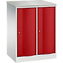 Armoire vestiaire Resisto de C+P, 2 compartiments, 2 casiers, L 772 x P 540 x H 1077 mm, gris clair/rouge rubis