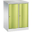 Armoire vestiaire Resisto de C+P, 2 compartiments, 2 casiers, L 772 x P 540 x H 1077 mm, gris clair/vert clown