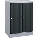 Armoire vestiaire Resisto de C+P, 2 compartiments, 2 casiers, L 772 x P 640 x H 1077 mm, alu blanc/gris anthracite