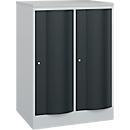Armoire vestiaire Resisto de C+P, 2 compartiments, 2 casiers, L 772 x P 640 x H 1077 mm, gris clair/gris anthracite