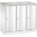 Armoire vestiaire Resisto de C+P, 3 compartiments, 3 casiers, L 1148 x P 540 x H 1077 mm, blanc trafic