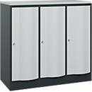 Armoire vestiaire Resisto de C+P, 3 compartiments, 3 casiers, L 1148 x P 540 x H 1077 mm, gris anthracite/gris clair