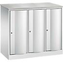 Armoire vestiaire Resisto de C+P, 3 compartiments, 3 casiers, L 1148 x P 540 x H 1077 mm, gris clair