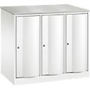 Armoire vestiaire Resisto de C+P, 3 compartiments, 3 casiers, L 1148 x P 640 x H 1077 mm, blanc signalisation