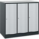 Armoire vestiaire Resisto de C+P, 3 compartiments, 3 casiers, L 1148 x P 640 x H 1077 mm, gris anthracite/gris clair