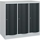 Armoire vestiaire Resisto de C+P, 3 compartiments, 3 casiers, L 1148 x P 640 x H 1077 mm, gris clair/gris anthracite