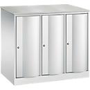 Armoire vestiaire Resisto de C+P, 3 compartiments, 3 casiers, L 1148 x P 640 x H 1077 mm, gris clair