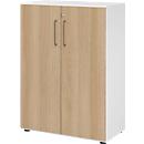 Armoires Breno, 3 HC, verrouillables, 28 kg par étagère, L 800 x P 420 x H 1100 mm, blanc/chêne