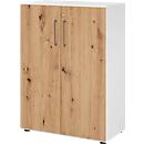 Armoires Breno, 3 HC, verrouillables, 28 kg par étagère, L 800 x P 420 x H 1100 mm, blanc/chêne rouvre