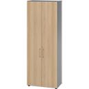 Armoires Breno, 6 HC, verrouillables, 28 kg par étagère, L 800 x P 420 x H 2156 mm, graphite/chêne