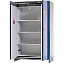 Asecos accubak ION-CORE-90 CS 1200, 4 geperforeerde legborden + 1 bodem lekbak, B 1193 x D 615 x H 1953 mm