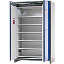 Asecos accubak ION-PRO-90 PS, 6 geperforeerde legplanken + 1 bodem lekbak, B 1193 x D 615 x H 1953 mm