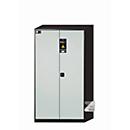 asecos CS-CLASSIC-F chemische opslagkast, scharnierende deuren, lichtgrijs front, B 1055 x D 520 x H 1950 mm