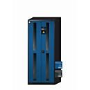 asecos CS-CLASSIC-G armoire de stockage de produits chimiques, portes à charnières avec découpe en verre, façade bleu gentiane, L 810 x P 520 x H 1950 mm