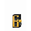 asecos CS-CLASSIC-G chemische opbergkast, scharnierende deur met glasuitsparing, links scharnier, voorkant in veiligheidsgeel, B 545 x D 520 x H 1105 mm