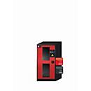 asecos CS-CLASSIC-G chemische voorraadkast, scharnierende deur met glasuitsparing, links scharnier, voorzijde in verkeersrood, B 545 x D 520 x H 1105 mm