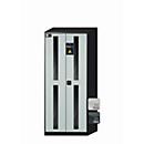asecos CS-CLASSIC-G chemische voorraadkast, scharnierende deuren met glasuitsparing, front in lichtgrijs, B 810 x D 520 x H 1950 mm
