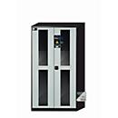 asecos CS-CLASSIC-GF chemische voorraadkast, scharnierende deuren met glasuitsparing, voorkant in lichtgrijs, B 1055 x D 520 x H 1950 mm