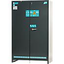 Asecos Lithium-Ionen-Akku-Sicherheitsschrank Typ 90 ION-ULTRA-90, VDMA 24994 Standard, 4 Fachböden, B 1193 x T 585 x H 1953 mm, Anthrazitgrau