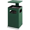 Ashtray wastepaper basket with removable roof, 70 litres, moss green RAL 6005