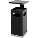Ashtray wastepaper basket with removable roof, 80 litres, W 500 x D 500 x H 955 mm, black-grey RAL 7021