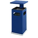 Ashtray wastepaper basket with removable roof, 80 litres, W 500 x D 500 x H 955 mm, gentian blue RAL 5010
