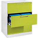 ASISTO C 3000 filing cabinet, 3 drawers, 2 shelves, W 800 mm, white/virid green
