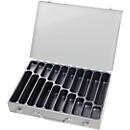 Assortment case ADB, empty, 20 compartments, lockable, with handle, W 330 x D 230 x H 50 mm, steel &amp; ABS plastic, light gray RAL 7035