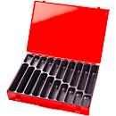 Assortment case ADB, empty, 20 compartments, lockable, with handle, W 330 x D 230 x H 50 mm, steel &amp; ABS plastic, traffic red RAL 3020