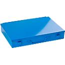Assortment case ADB, empty, 6 long compartments, lockable, with handle, W 330 x D 230 x H 50 mm, steel &amp; ABS plastic, light blue RAL 5012