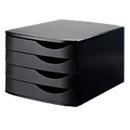 ATLANTA drawers, 4 drawers closed, DIN A4, recycled plastic, black