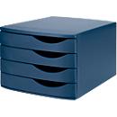 ATLANTA ladekast, 4 laden gesloten, DIN A4, gerecycled plastic, blauw