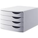 ATLANTA Schubladenbox, 4 Schubladen geschlossen, DIN A4, Recycling-Kunststoff, lichtgrau