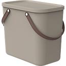 Aufbewahrungsbox ALBULA, mit Deckel, 25 Liter, Bügelgriff, stapelbar, aus recyceltem Kunststoff, B 400 x T 235 x H 340 mm, braun