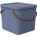 Aufbewahrungsbox ALBULA, mit Deckel, 40 Liter, Bügelgriff, stapelbar, aus recyceltem Kunststoff, B 400 x T 358 x H 340 mm, blau