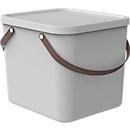 Aufbewahrungsbox ALBULA, mit Deckel, 40 Liter, Bügelgriff, stapelbar, aus recyceltem Kunststoff, B 400 x T 358 x H 340 mm, weiss