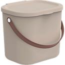 Aufbewahrungsbox ALBULA, mit Deckel, 6 Liter, Bügelgriff, stapelbar, aus recyceltem Kunststoff, B 235 x T 200 x H 208 mm, braun