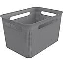 Aufbewahrungsbox Rotho BRISEN, Volumen 16 l, Lochstruktur, stapelbar, ohne Deckel, L 360 x B 262 x H 211 mm, Recycling-PP, anthrazit