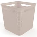 Aufbewahrungsbox Rotho BRISEN, Volumen 18 l, quadratisch, Lochstruktur, stapelbar, ohne Deckel, L 291 x B 291 x H 281 mm, Recycling-PP, cappuccino