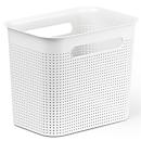 Aufbewahrungsbox Rotho BRISEN, Volumen 7 l, hoch & schmal, Lochstruktur, stapelbar, ohne Deckel, L 262 x B 180 x H 211 mm, Recycling-PP, weiss