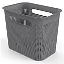 Aufbewahrungsbox Rotho BRISEN, Volumen 7 l, Lochstruktur, hoch & schmal, stapelbar, ohne Deckel, L 262 x B 180 x H 211 mm, Recycling-PP, anthrazit