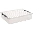 Aufbewahrungsbox Sunware Q-LINE, Verschlussclips, transparent, stapelbar, 60 l, L 800 x B 500 x H 180 mm, grau