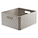 Aufbewahrungskorb Rotho COUNTRY, Volumen 14 l, quadratisch, ohne Deckel, stapelbar, L 328 x B 300 x H 160 mm, PP, cappuccino