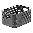 Aufbewahrungskorb Rotho COUNTRY, Volumen 2 l, Format A6, stapelbar, ohne Deckel, L 183 x B 137 x H 98 mm, PP, anthrazit