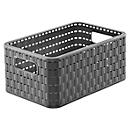 Aufbewahrungskorb Rotho COUNTRY, Volumen 6 l, Format A5, stapelbar, ohne Deckel, L 280 x B 185 x H 126 mm, PP, anthrazit