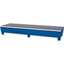 Auffangwanne ASECOS, Stahl, mit Gitterrost u. Staplerschuhen, 400 l Auffangvolumen, B 815 x T 2470 x H 355 mm, lackiert