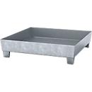 Auffangwanne ASECOS, Stahl, mit Staplerschuhen, 200 l Auffangvolumen, B 1210 x T 1240 x H 285 mm, verzinkt